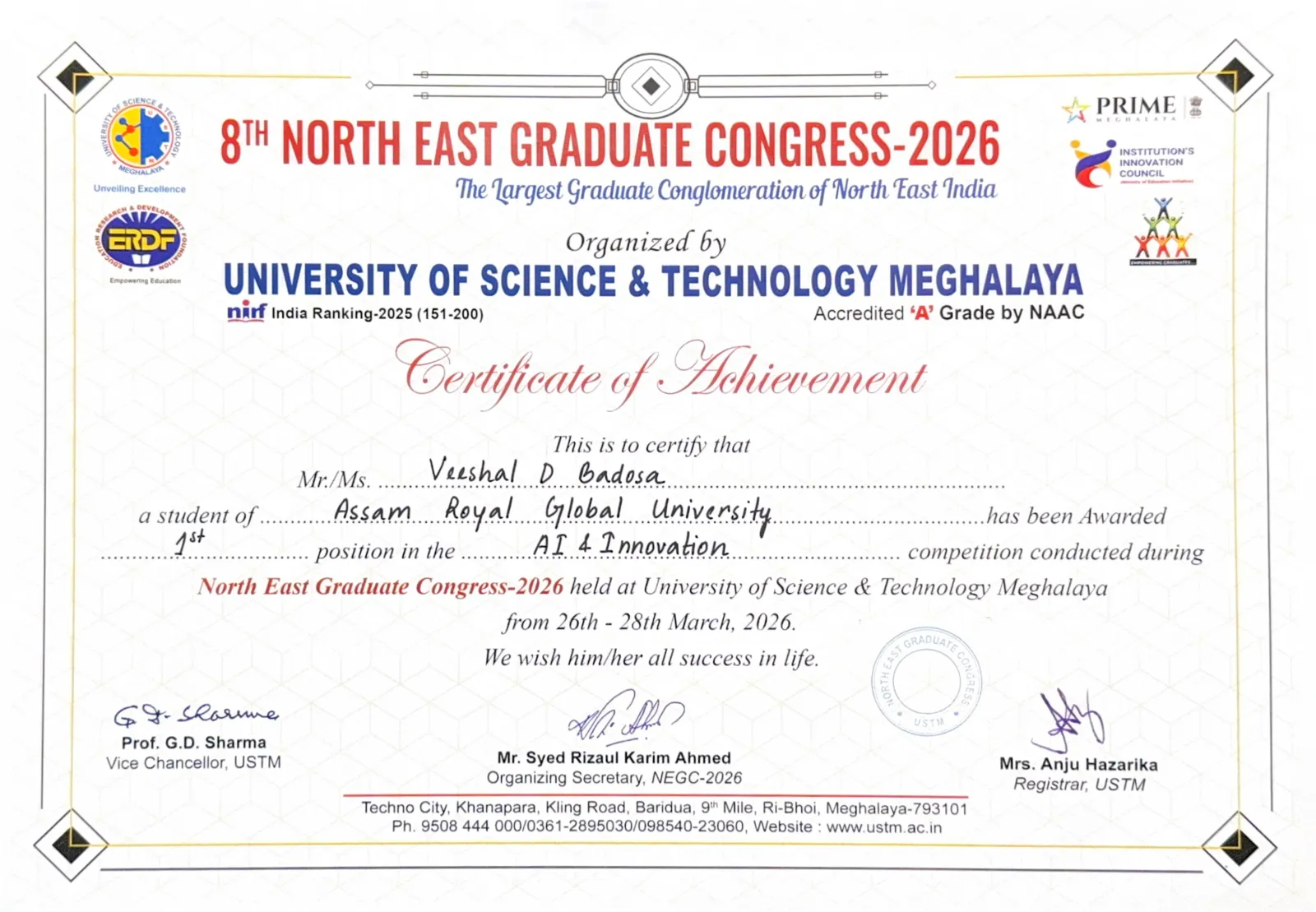 AI & Innovation at NEGC 2026, USTM
